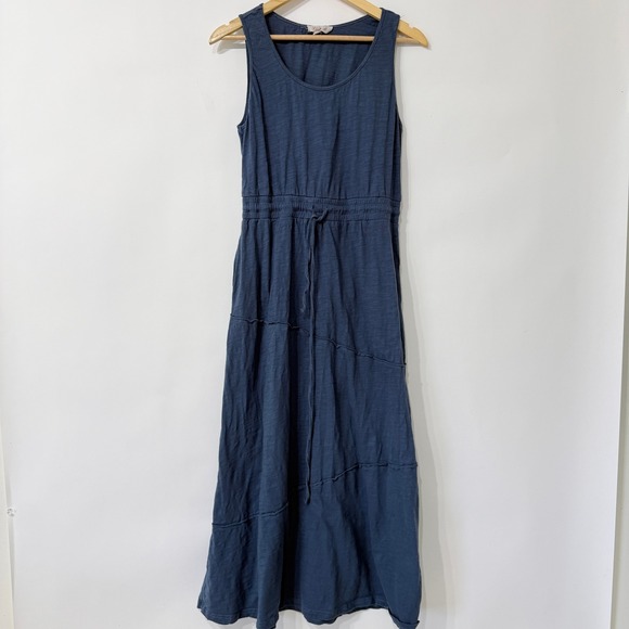 Listicle Dresses & Skirts - Listicle Blue Tiered Midi Dress Size Large Cotton Drawstring Waist Boho Summer